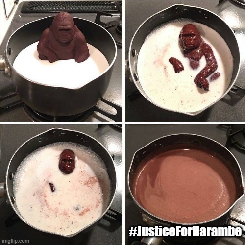 Because meme templates aren't set in stone | #JusticeForHarambe | image tagged in chocolate gorilla,memes,harambe | made w/ Imgflip meme maker