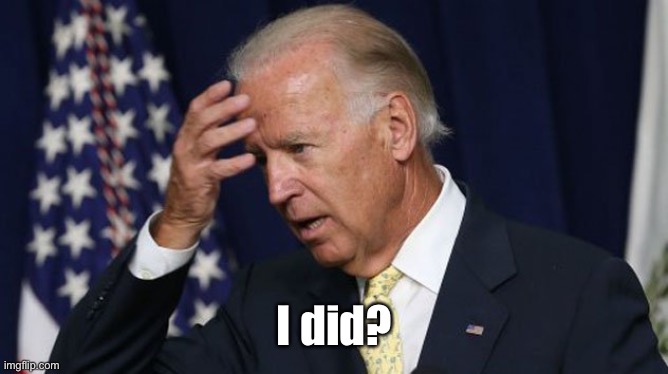 Joe Biden worries | I did? | image tagged in joe biden worries | made w/ Imgflip meme maker