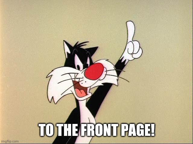 sylvester | TO THE FRONT PAGE! | image tagged in sylvester | made w/ Imgflip meme maker