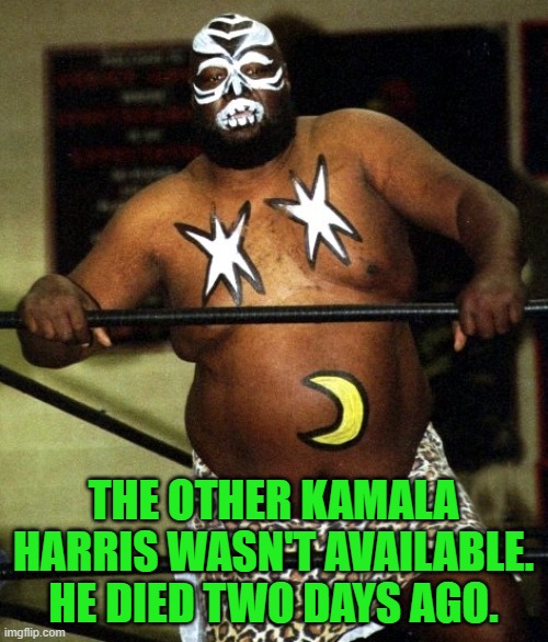 Kamala Harris | THE OTHER KAMALA HARRIS WASN'T AVAILABLE. HE DIED TWO DAYS AGO. | image tagged in kamala harris | made w/ Imgflip meme maker