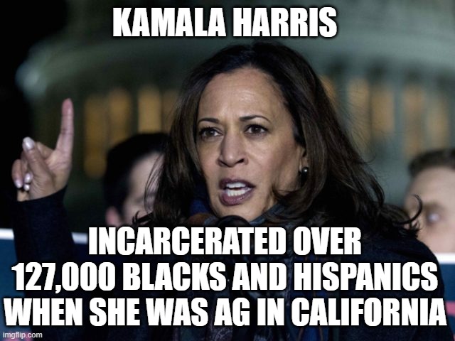 Flashback!!! Kamala also spearheaded the fake witch hunt against Justice Kavannaugh. | KAMALA HARRIS; INCARCERATED OVER 127,000 BLACKS AND HISPANICS WHEN SHE WAS AG IN CALIFORNIA | image tagged in kamala harris,joe biden,slow and ho,biden harris 2020,trump2020 | made w/ Imgflip meme maker