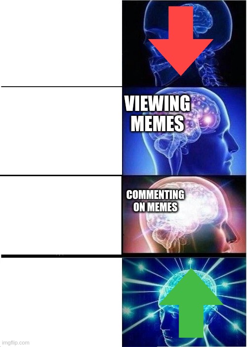imgflip peoples brain | VIEWING MEMES; COMMENTING ON MEMES | image tagged in memes,expanding brain | made w/ Imgflip meme maker