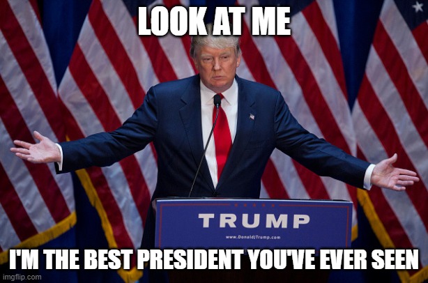 Donald Trump I'm The Captain Now What More Do You Need | LOOK AT ME; I'M THE BEST PRESIDENT YOU'VE EVER SEEN | image tagged in donald trump,i'm the captain now,captain phillips - i'm the captain now,donald trump approves,look at me,memes | made w/ Imgflip meme maker