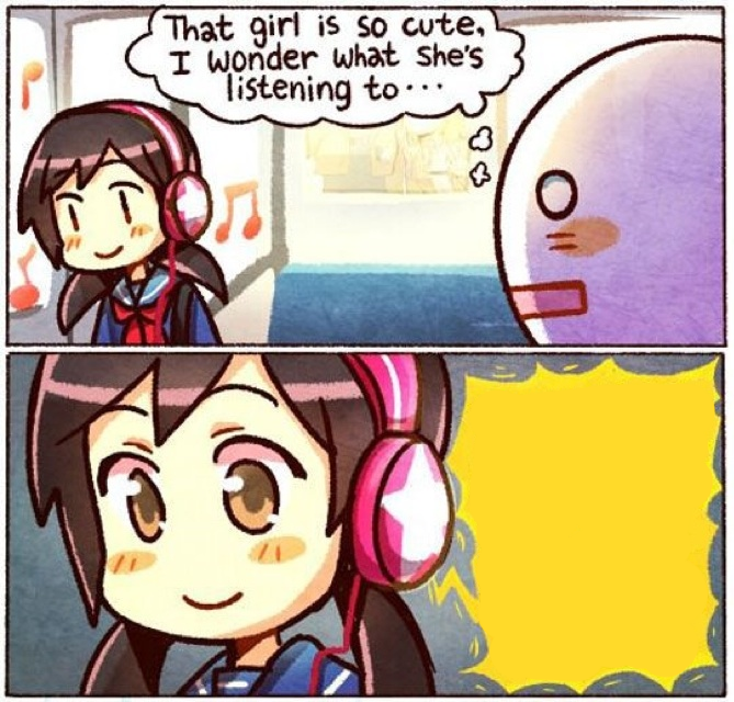 I wonder what she's listening to Blank Meme Template