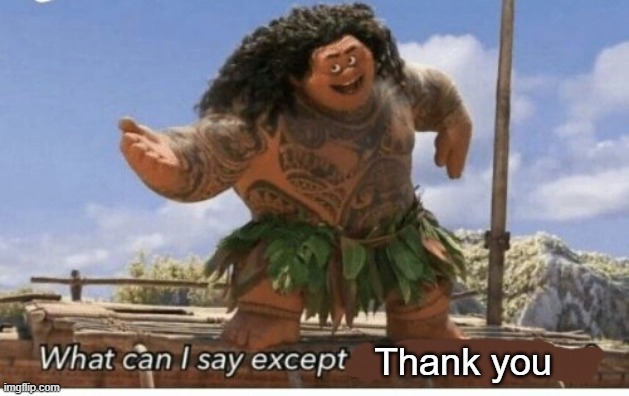 Moana maui what can I say except blank | Thank you | image tagged in moana maui what can i say except blank | made w/ Imgflip meme maker