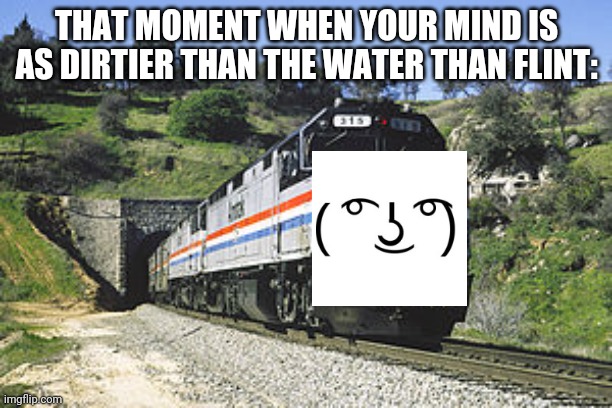 F40PH amtrack awww yeh | THAT MOMENT WHEN YOUR MIND IS AS DIRTIER THAN THE WATER THAN FLINT: | image tagged in f40ph amtrack awww yeh,lenny,llllleeeeennnnnnnnnnyyyyy | made w/ Imgflip meme maker