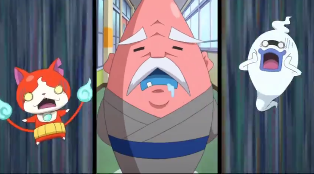 Jibanyan and Whisper Scared at Hungramps Blank Meme Template