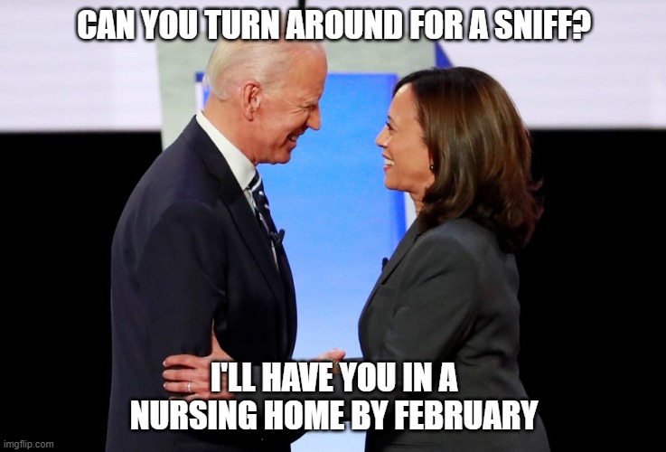 biden | CAN YOU TURN AROUND FOR A SNIFF? I'LL HAVE YOU IN A NURSING HOME BY FEBRUARY | image tagged in commitment | made w/ Imgflip meme maker