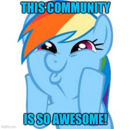 Rainbow Dash so awesome | THIS COMMUNITY IS SO AWESOME! | image tagged in rainbow dash so awesome | made w/ Imgflip meme maker