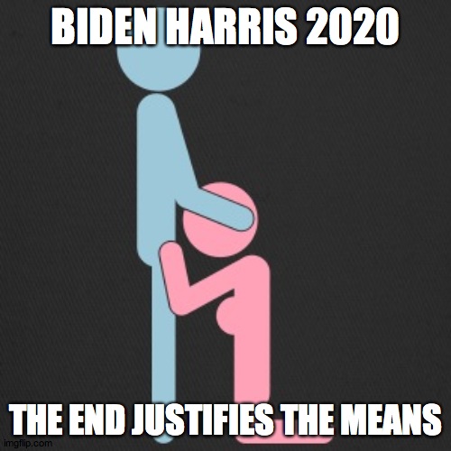 Blowjob | BIDEN HARRIS 2020; THE END JUSTIFIES THE MEANS | image tagged in blowjob | made w/ Imgflip meme maker