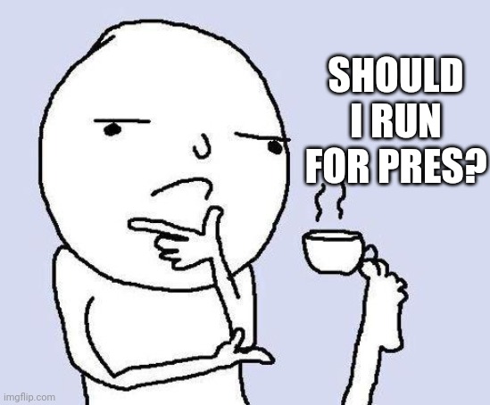 thinking meme | SHOULD I RUN FOR PRES? | image tagged in thinking meme | made w/ Imgflip meme maker