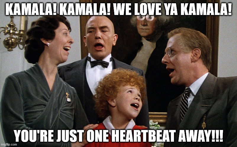 Since they're stuck with a man, whose brain is cloudy... they just stick out their chin... and grin... and say... | KAMALA! KAMALA! WE LOVE YA KAMALA! YOU'RE JUST ONE HEARTBEAT AWAY!!! | image tagged in joe biden,kamala harris,liberal logic,election 2020,trump 2020 | made w/ Imgflip meme maker