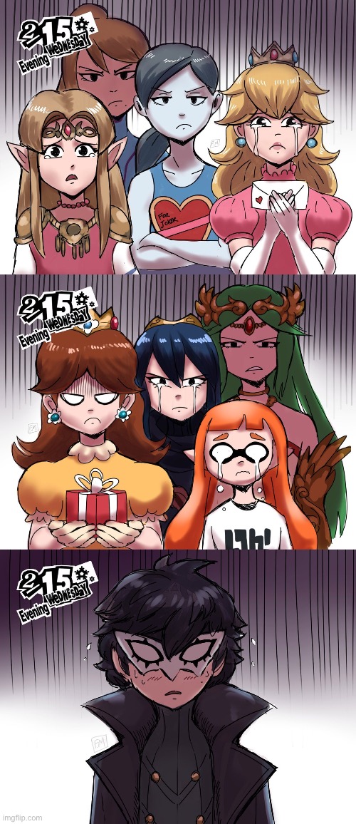 Joker you cheater! You can’t date all the female fighters at once! | image tagged in joker,smash bros,inkling,cheating,comic,memes | made w/ Imgflip meme maker