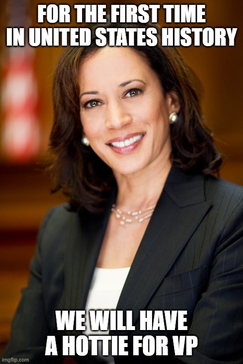 2021 will be better | FOR THE FIRST TIME IN UNITED STATES HISTORY; WE WILL HAVE A HOTTIE FOR VP | image tagged in kamala harris,memes,politics,hottie | made w/ Imgflip meme maker