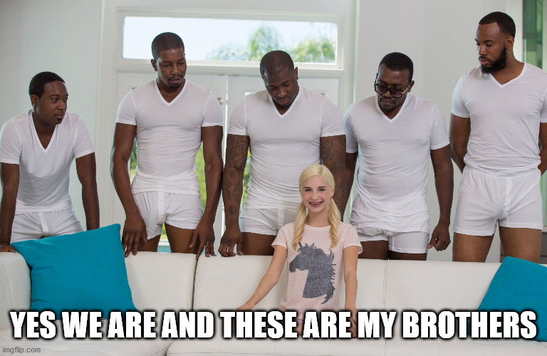 piper perri black orgy | YES WE ARE AND THESE ARE MY BROTHERS | image tagged in piper perri black orgy | made w/ Imgflip meme maker