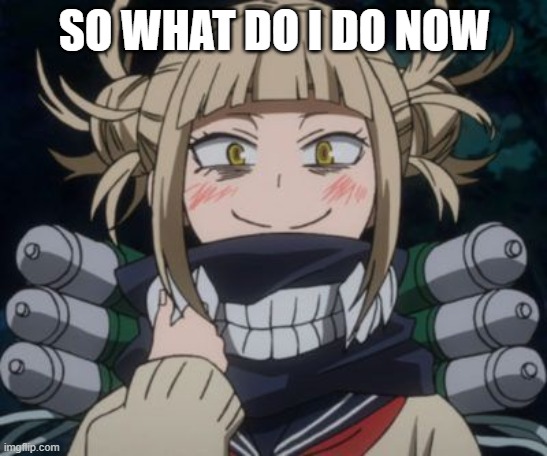I can't run so what happens now | SO WHAT DO I DO NOW | image tagged in himiko toga | made w/ Imgflip meme maker