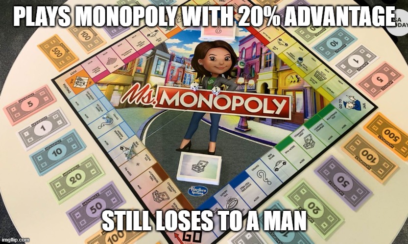 PLAYS MONOPOLY WITH 20% ADVANTAGE STILL LOSES TO A MAN | made w/ Imgflip meme maker