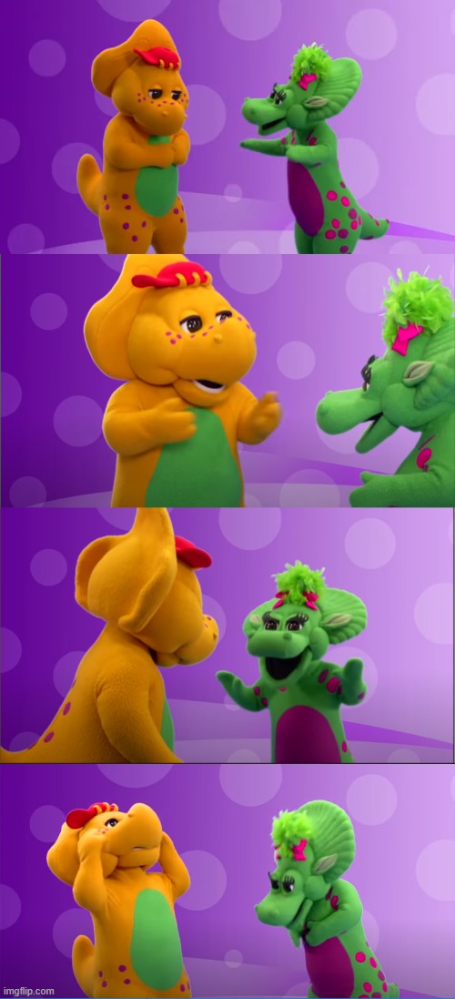 High Quality BJ And Baby Bop Talking Blank Meme Template