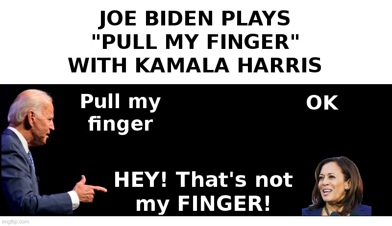 Joe Biden Plays "Pull My Finger" With Kamala Harris | image tagged in joe biden,kamala harris,pull my finger,surprised,surprised pikachu | made w/ Imgflip meme maker