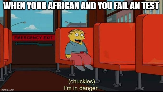 im in danger | WHEN YOUR AFRICAN AND YOU FAIL AN TEST | image tagged in im in danger | made w/ Imgflip meme maker