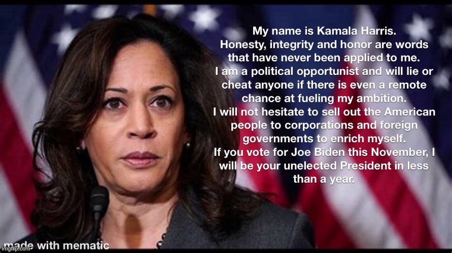 As corrupt and opportunistic as a person can become. | image tagged in kamala harris,corruption,evil | made w/ Imgflip meme maker