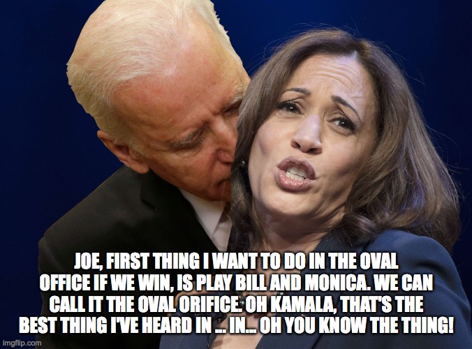 In a long time. | JOE, FIRST THING I WANT TO DO IN THE OVAL OFFICE IF WE WIN, IS PLAY BILL AND MONICA. WE CAN CALL IT THE OVAL ORIFICE. OH KAMALA, THAT'S THE BEST THING I'VE HEARD IN ... IN... OH YOU KNOW THE THING! | image tagged in biden sniffing kamala harris | made w/ Imgflip meme maker