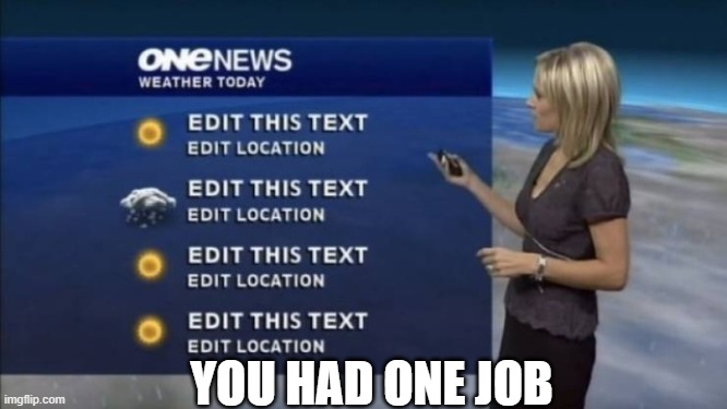 One job and did you do it? | YOU HAD ONE JOB | image tagged in you had one job | made w/ Imgflip meme maker