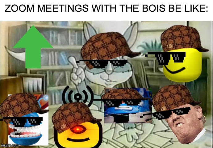 ZOOM MEETINGS WITH THE BOIS BE LIKE: | image tagged in blank white template | made w/ Imgflip meme maker