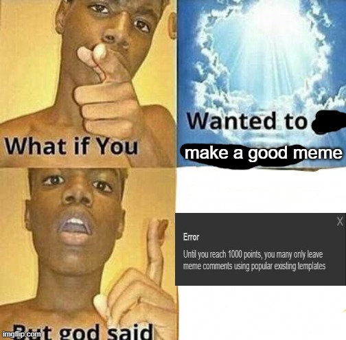 my limit as a new user | make a good meme | image tagged in what if you wanted to go to heaven | made w/ Imgflip meme maker