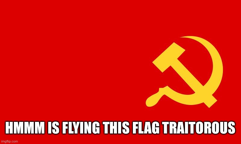 why isn't the communist flag hate speech? | HMMM IS FLYING THIS FLAG TRAITOROUS | image tagged in why isn't the communist flag hate speech | made w/ Imgflip meme maker