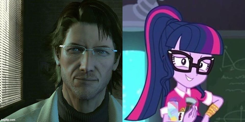 Dr. Hal Ocatcon Emmerich and Twilight Sparkle | image tagged in metal gear solid,my little pony | made w/ Imgflip meme maker