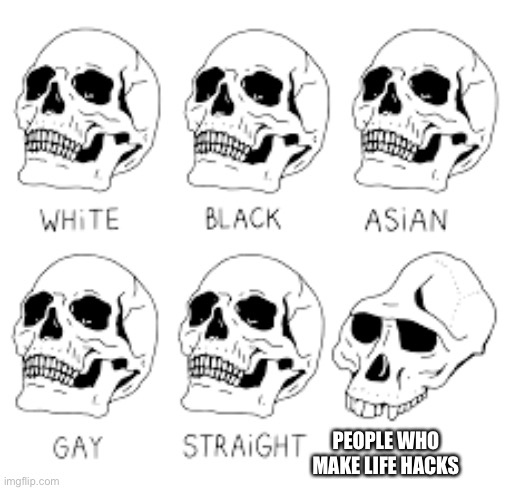 Skull Comparisons | PEOPLE WHO MAKE LIFE HACKS | image tagged in skull comparisons | made w/ Imgflip meme maker