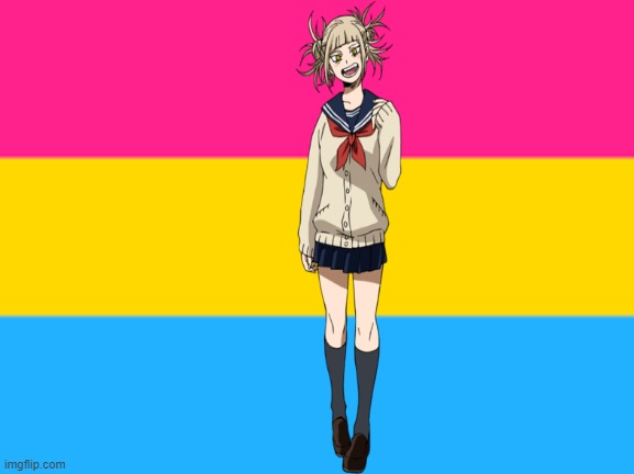 something I made | image tagged in pansexual flag,himiko toga | made w/ Imgflip meme maker