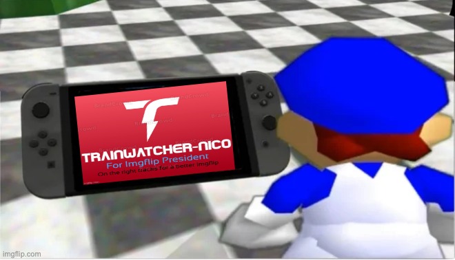 Remember to vote for him! | image tagged in smg4 looks at a switch | made w/ Imgflip meme maker