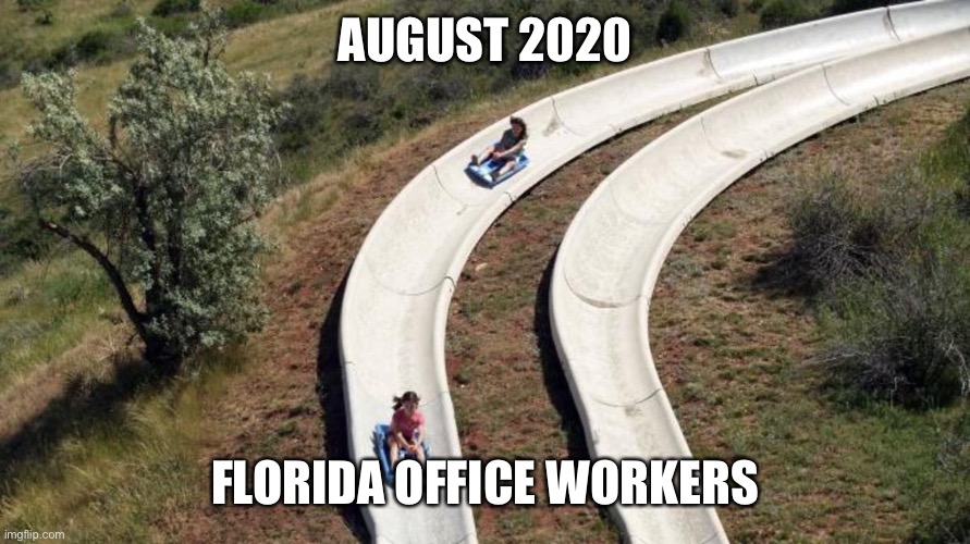 Florida | AUGUST 2020; FLORIDA OFFICE WORKERS | image tagged in covid-19 | made w/ Imgflip meme maker