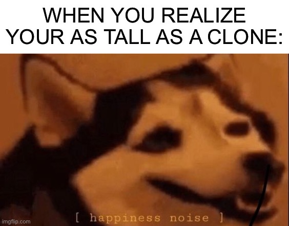 Hap | WHEN YOU REALIZE YOUR AS TALL AS A CLONE: | image tagged in blank white template,happiness noise,star wars,happy,clone trooper | made w/ Imgflip meme maker