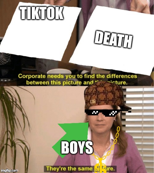 They’re the same thing | DEATH; TIKTOK; BOYS | image tagged in theyre the same thing | made w/ Imgflip meme maker