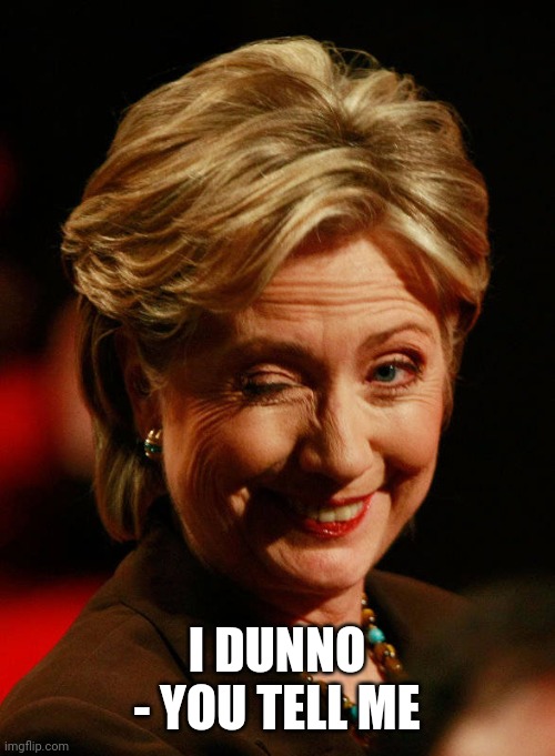 Hilary Clinton | I DUNNO - YOU TELL ME | image tagged in hilary clinton | made w/ Imgflip meme maker