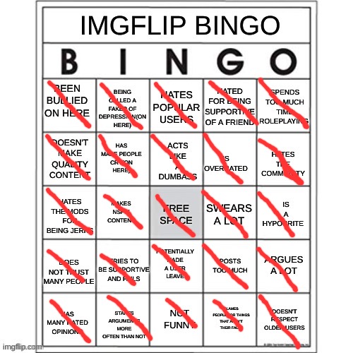 My bingo results - Imgflip