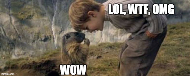 rip wow | LOL, WTF, OMG; WOW | image tagged in a kid looking at a monkey | made w/ Imgflip meme maker