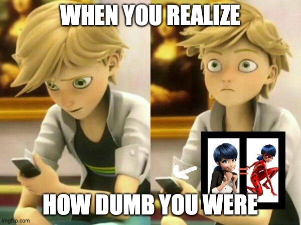 Come on, Adrien! | WHEN YOU REALIZE; HOW DUMB YOU WERE | image tagged in miraculous ladybug | made w/ Imgflip meme maker