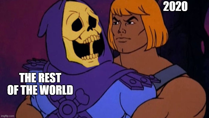 Skeletor Shares Our Emotions | 2020; THE REST OF THE WORLD | image tagged in 2020,coronavirus | made w/ Imgflip meme maker