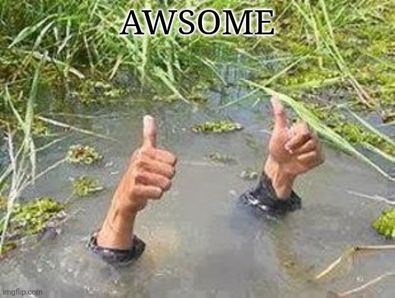 FLOODING THUMBS UP | AWSOME | image tagged in flooding thumbs up | made w/ Imgflip meme maker