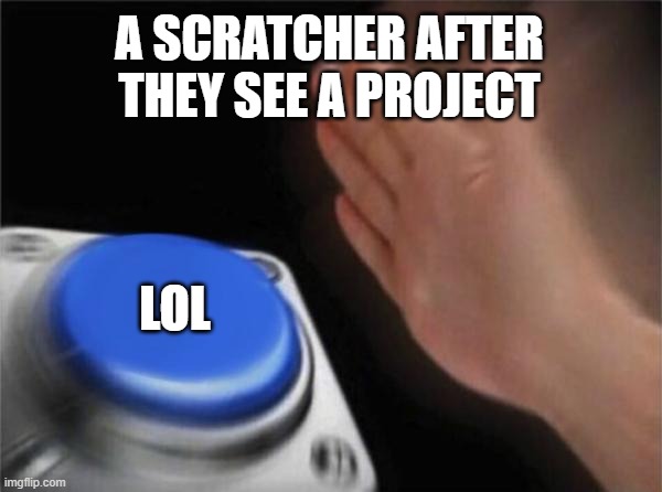 Blank Nut Button | A SCRATCHER AFTER THEY SEE A PROJECT; LOL | image tagged in memes,blank nut button | made w/ Imgflip meme maker