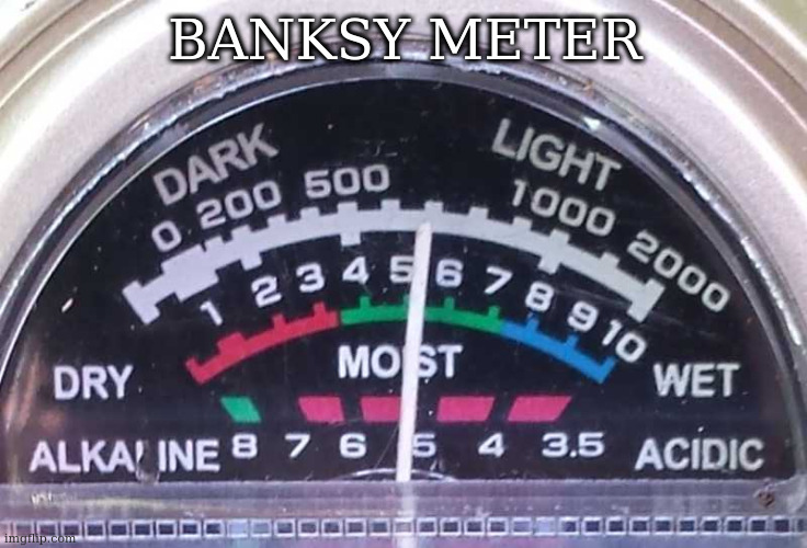 moist | BANKSY METER | image tagged in moist | made w/ Imgflip meme maker