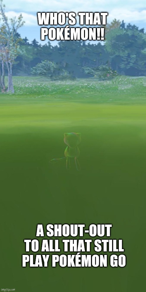 Hope I ain't the only one here! ? | WHO'S THAT POKÉMON!! A SHOUT-OUT TO ALL THAT STILL PLAY POKÉMON GO | image tagged in pokemon go,pokemon | made w/ Imgflip meme maker