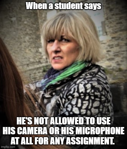 Seriously? | When a student says; HE'S NOT ALLOWED TO USE HIS CAMERA OR HIS MICROPHONE AT ALL FOR ANY ASSIGNMENT. | image tagged in seriously,student,online,camera nor mic | made w/ Imgflip meme maker