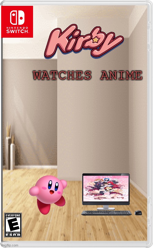 kirby watches anime | WATCHES ANIME | image tagged in nintendo switch,kirby,anime,highschool dxd | made w/ Imgflip meme maker