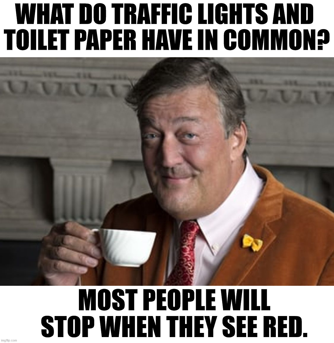 This meme makes me see red. | WHAT DO TRAFFIC LIGHTS AND 
TOILET PAPER HAVE IN COMMON? MOST PEOPLE WILL STOP WHEN THEY SEE RED. | image tagged in did you know,red,toilet paper,traffic light | made w/ Imgflip meme maker