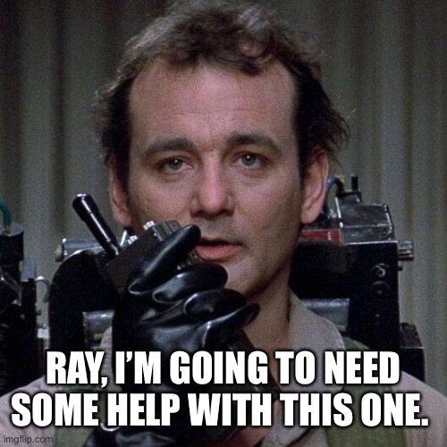 Ghostbusters  | RAY, I’M GOING TO NEED SOME HELP WITH THIS ONE. | image tagged in ghostbusters | made w/ Imgflip meme maker